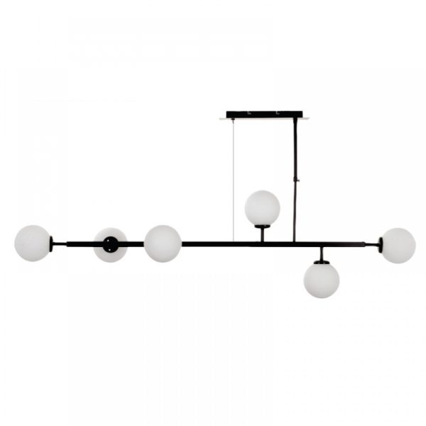 Κρεμαστό φωτιστικό/μέταλλο/λευκή οπαλίνα/6170-6-BL/μαύρο